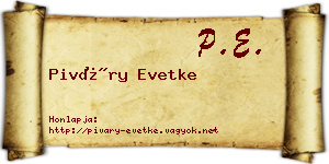 Piváry Evetke névjegykártya